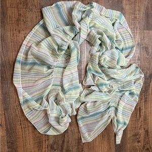 Blue/Green Striped Ruffled Fashion Scarf
